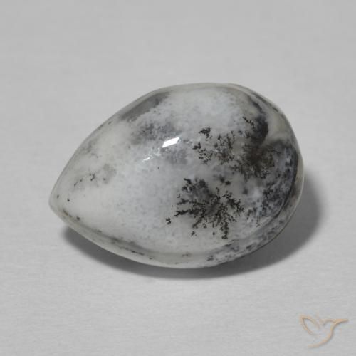 4.99克拉天然树枝状玛瑙，梨形，不透明