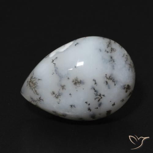 5.47ct 天然 白配黑 树枝状玛瑙, 梨形, 不透明