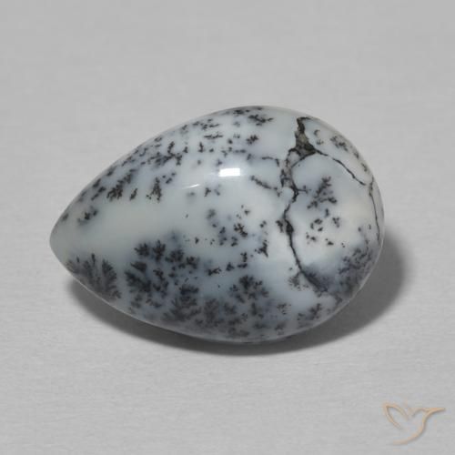 3.82ct 天然 白配黑 树枝状玛瑙, 梨形, 不透明