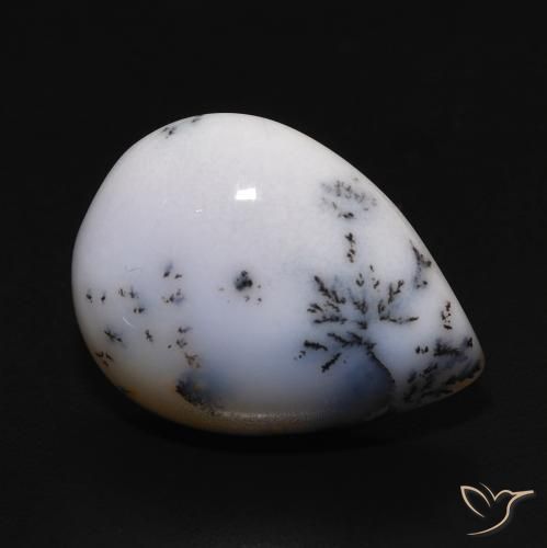 9.77ct 天然 白配黑 树枝状玛瑙, 梨形, 不透明