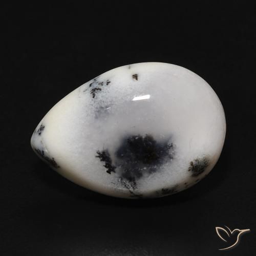 3.93ct 天然 白配黑 树枝状玛瑙, 梨形, 不透明