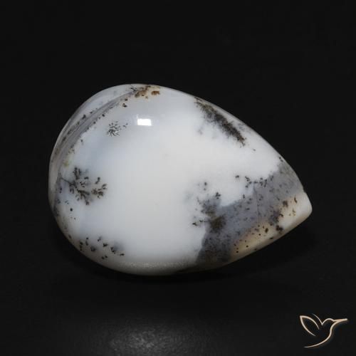 8.28ct 天然 白配黑 树枝状玛瑙, 梨形, 不透明