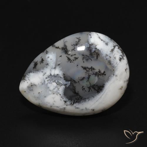 7.52ct 天然 白配黑 树枝状玛瑙, 梨形, 不透明