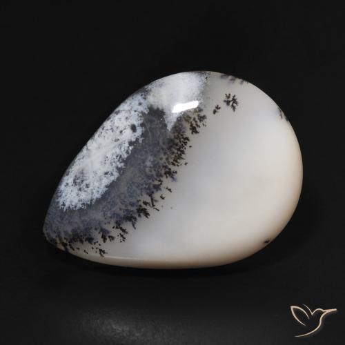 10.56ct 天然 白配黑 树枝状玛瑙, 梨形, 不透明