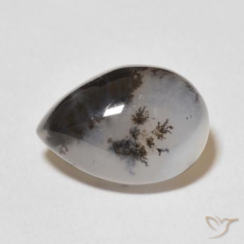 5.02ct 天然 多色白 树枝状玛瑙, 梨形, 不透明