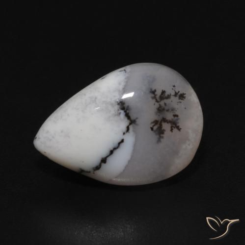 3.35ct 天然 白配黑 树枝状玛瑙, 梨形, 不透明