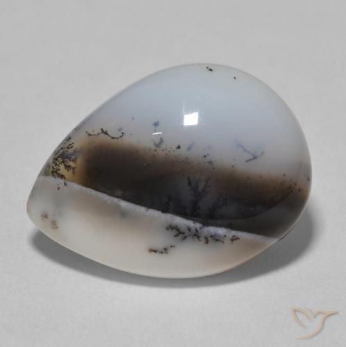8.72ct 天然 白配黑 树枝状玛瑙, 梨形, 不透明