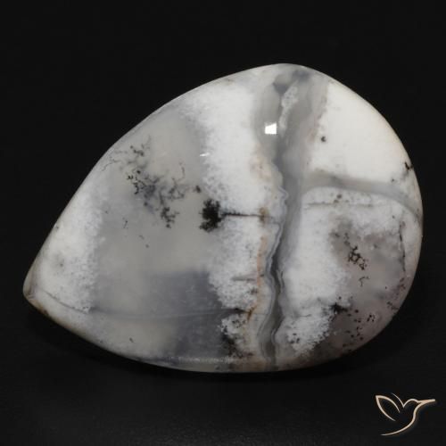 11.50ct 天然 白配黑 树枝状玛瑙, 梨形, 不透明