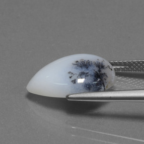 6.98克拉天然树枝状玉髓，梨形，半透明