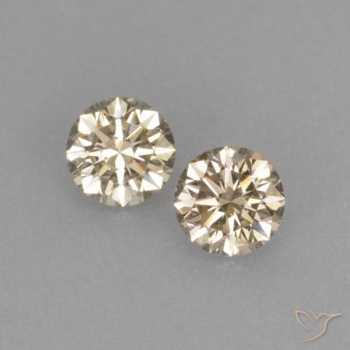 0.22ctw 天然 金棕色 钻石, 圆形的, VVS-VS