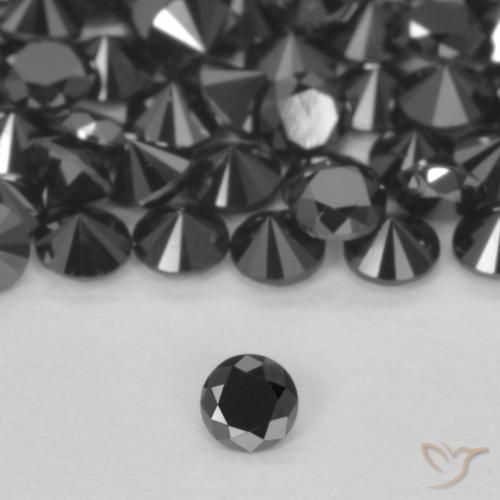 0.04ct 天然 黑色 钻石, 圆形的, 不透明