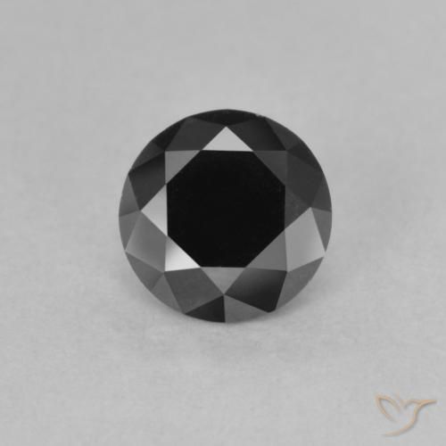0.85ct 天然 黑色 钻石, 圆形的, 不透明