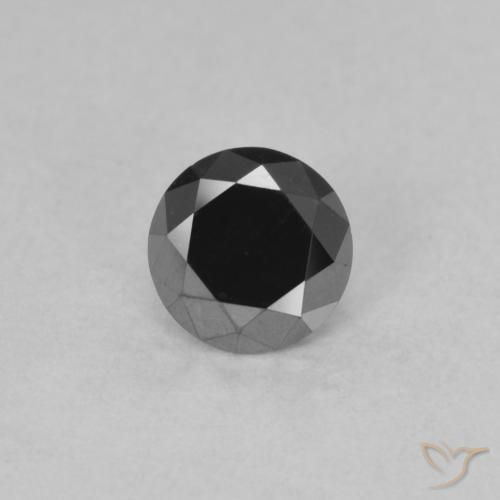 0.52ct 天然 黑色 钻石, 圆形的, 不透明