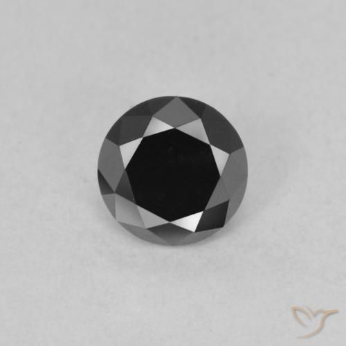 0.59ct 天然 黑色 钻石, 圆形的, 不透明