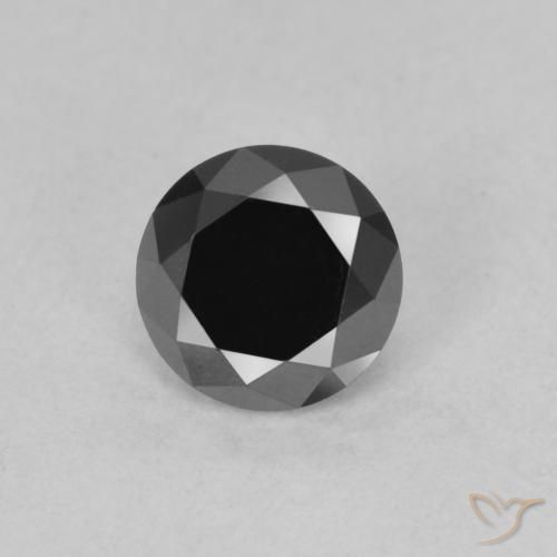 0.78ct 天然 黑色 钻石, 圆形的, 不透明