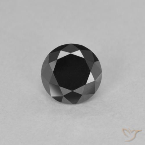 0.57ct 天然 黑色 钻石, 圆形的, 不透明