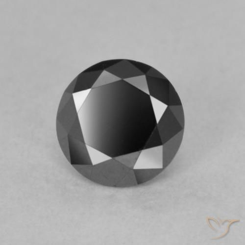 0.59ct 天然 黑色 钻石, 圆形的, 不透明