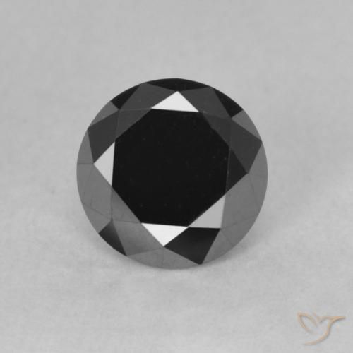 0.85ct 天然 黑色 钻石, 圆形的, 不透明