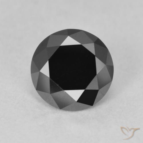 0.91ct 天然 黑色 钻石, 圆形的, 不透明