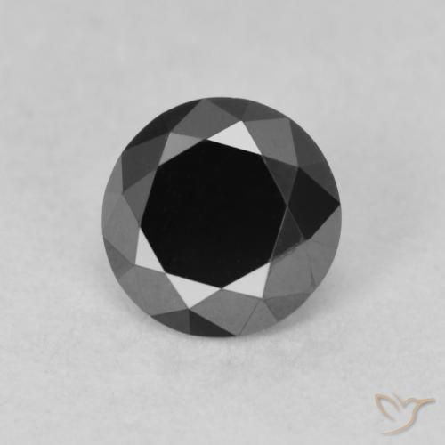 0.78ct 天然 黑色 钻石, 圆形的, 不透明