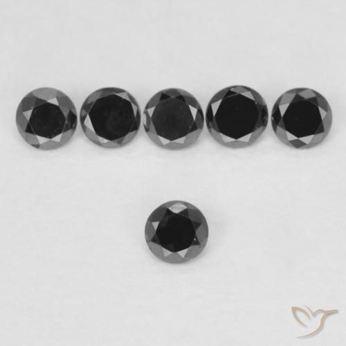 0.05ct 天然 黑色 钻石, 圆形的, 不透明