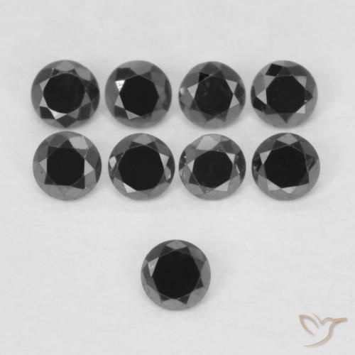 0.03ct 天然 黑色 钻石, 圆形的, 不透明