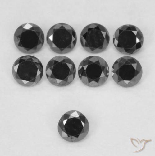 0.02ct 天然 黑色 钻石, 圆形的, 不透明
