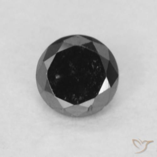 0.06ct 天然 黑色 钻石, 圆形的, 不透明