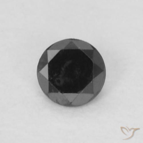 0.04ct 天然 黑色 钻石, 圆形的, 不透明