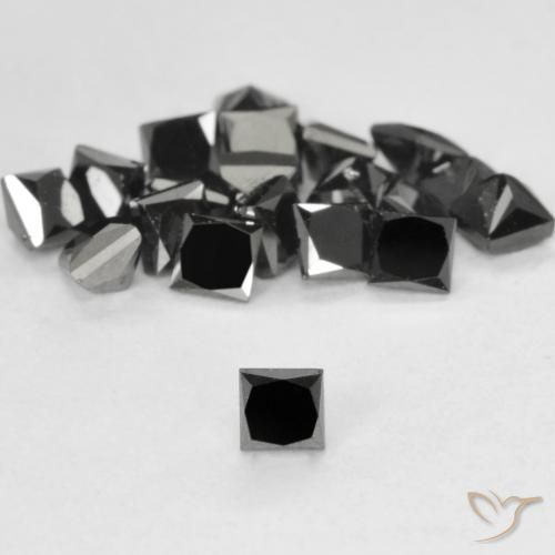 0.12ct 天然 黑色 钻石, 正方形, 不透明