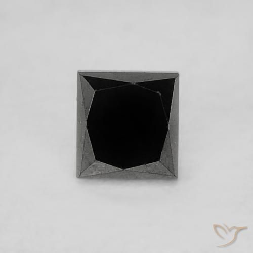 0.19克拉天然黑色钻石，方形，2.7×2.6毫米，不透明