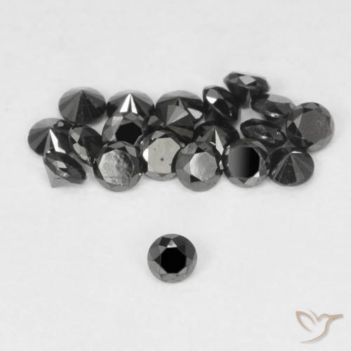 0.03ct 天然 黑色 钻石, 圆形的, 不透明