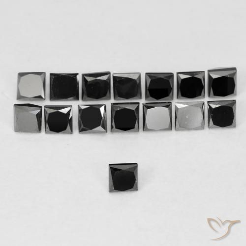 0.09ct 天然 黑色 钻石, 正方形, 不透明