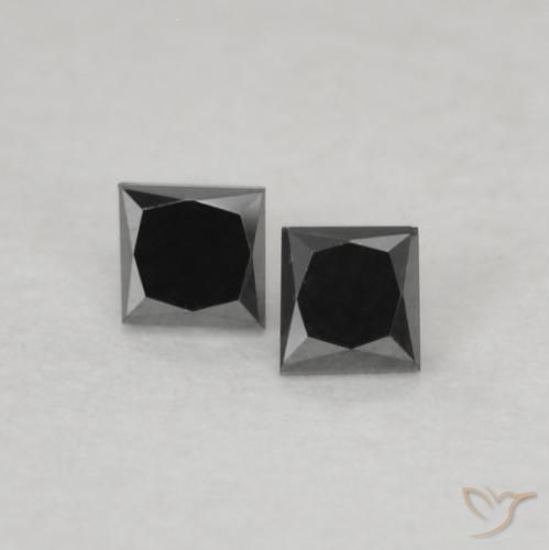0.13ctw 天然 黑色 钻石, 正方形, 不透明