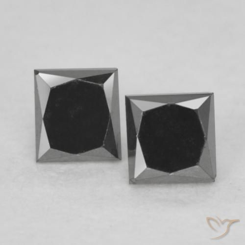 0.31ctw 天然 黑色 钻石, 正方形, 不透明