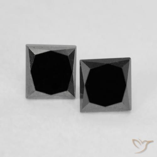 0.35ctw 天然 黑色 钻石, 正方形, 不透明