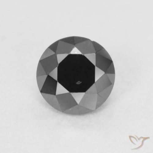 0.21ct 天然 黑色 钻石, 圆形的, 不透明