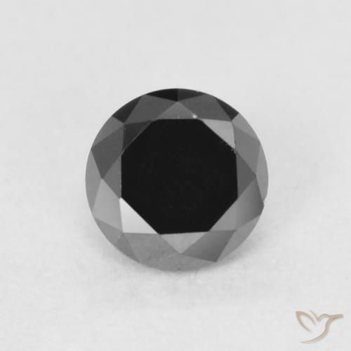 0.22ct 天然 黑色 钻石, 圆形的, 不透明