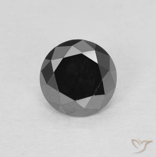 0.22ct 天然 黑色 钻石, 圆形的, 不透明