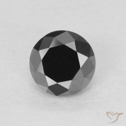 0.17ct 天然 黑色 钻石, 圆形的, 不透明