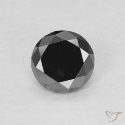0.13ct 天然 黑色 钻石, 圆形的, 不透明