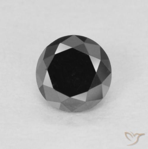 0.14ct 天然 黑色 钻石, 圆形的, 不透明