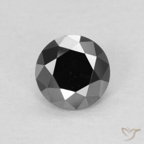0.12ct 天然 黑色 钻石, 圆形的, 不透明