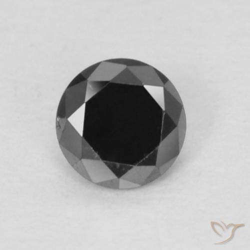 0.13ct 天然 黑色 钻石, 圆形的, 不透明