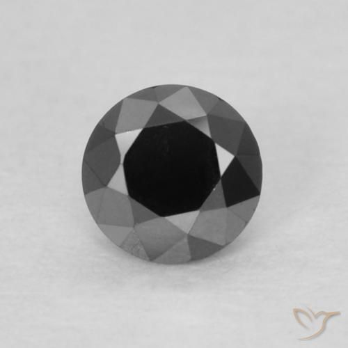 0.14ct 天然 黑色 钻石, 圆形的, 不透明