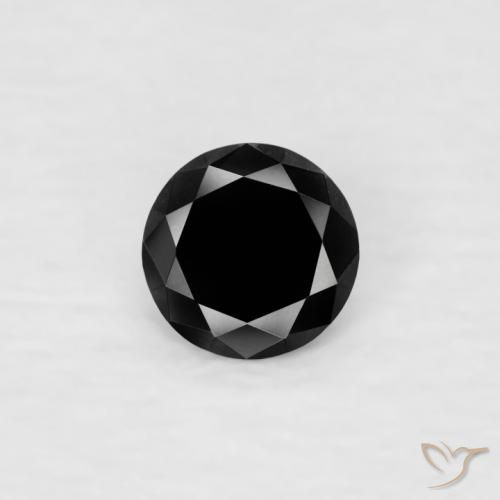 0.06ct 天然 黑色 钻石, 圆形的, 不透明