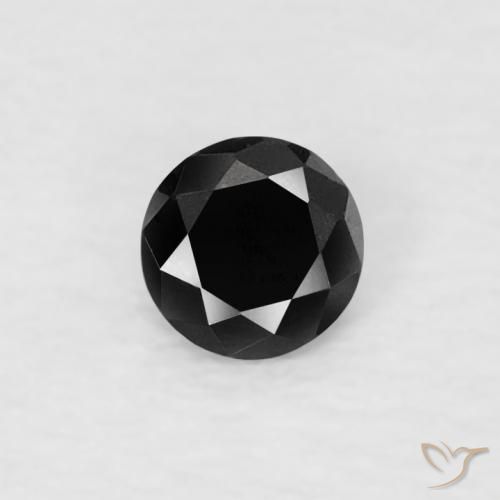 0.07ct 天然 黑色 钻石, 圆形的, 不透明