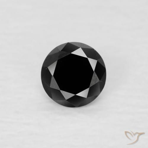 0.06ct 天然 黑色 钻石, 圆形的, 不透明