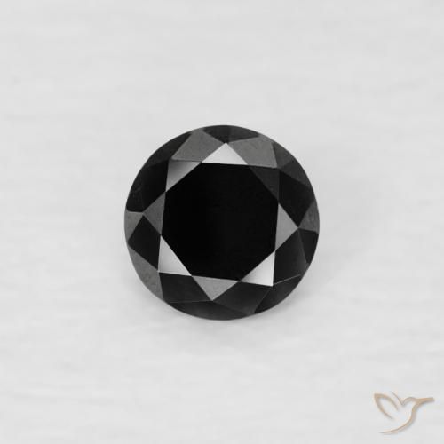 0.07ct 天然 黑色 钻石, 圆形的, 不透明