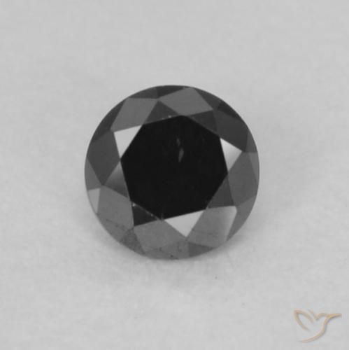 0.07ct 天然 黑色 钻石, 圆形的, 不透明